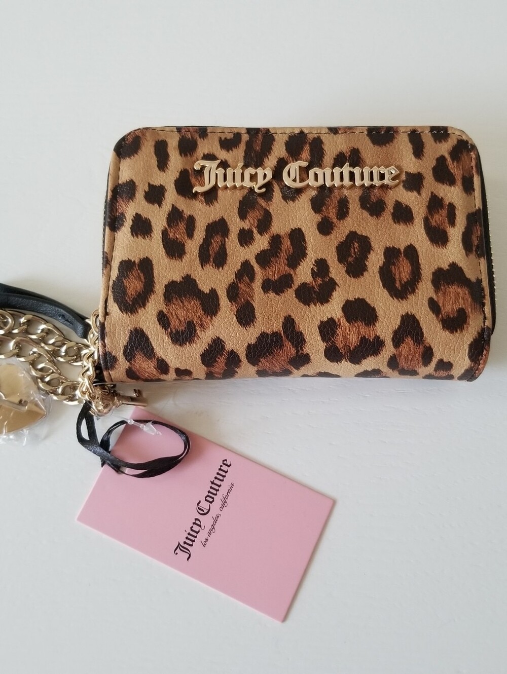Juicy Couture Double Zip Leopard Wristlet Wallet NWT
